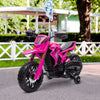 Yeah Depot - Qaba Kids Motorcycle, 6V Battery Powered Dirt Bike with Training Wheels, Horn & Start Sound, Electric Motorcycle for Kids 3-8 Years, Pink