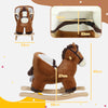 Yeah Depot - Qaba Baby Rocking Horse, Plush Animal Rocker with Sound, Wooden Base, & Safety Belt for Ages 18-36 Months, Brown