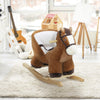 Yeah Depot - Qaba Baby Rocking Horse, Plush Animal Rocker with Sound, Wooden Base, & Safety Belt for Ages 18-36 Months, Brown