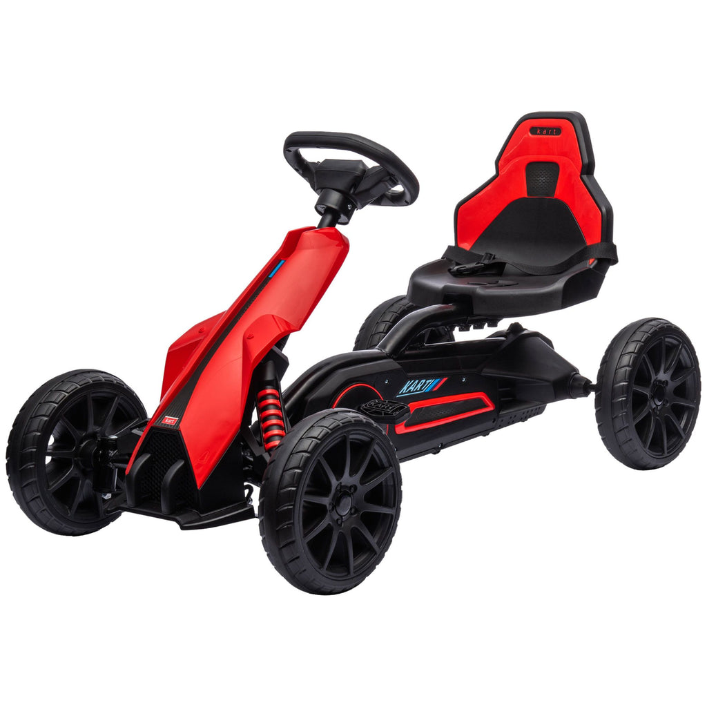 Yeah Depot - Aosom Kids Pedal Go Kart, Outdoor Ride on Toy with Adjustable Seat, Swing Axle, Handbrake, 4 Non-Slip EVA Wheels for Boys and Girls Aged 3-8 Years Old, Red