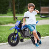 Yeah Depot - Qaba Kids Dirt Bike with Twist Grip Throttle, 12V Electric Motorcycle, Electric Bike for Toddler with Training Wheels, Rear Suspension & Music, Blue