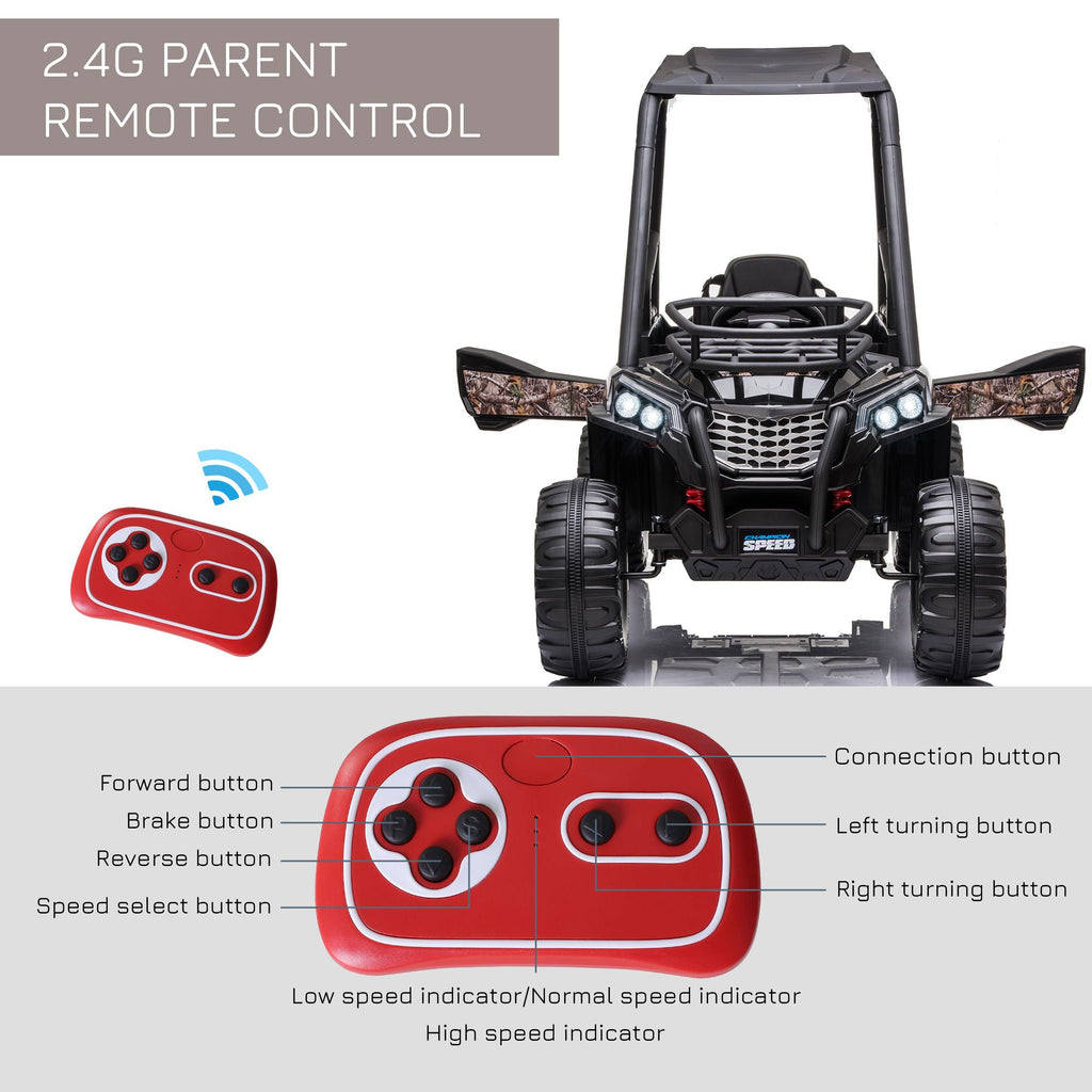 Yeah Depot - Aosom 12V Kids UTV, Battery Powered Electric Ride on Car with Music, Lights, MP3/USB, Suspension System & Remote Control, Toy Vehicle for Boys and Girls, Camo