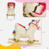 Yeah Depot - Qaba Kids Rocking Horse, Ride on Unicorn with Realistic Sounds, Safety Belt & Wooden Base, Plush Animal Rocker for Toddlers 18-36 Months, Cream White