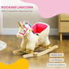 Yeah Depot - Qaba Kids Rocking Horse, Ride on Unicorn with Realistic Sounds, Safety Belt & Wooden Base, Plush Animal Rocker for Toddlers 18-36 Months, Cream White