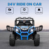 Yeah Depot - Qaba 2 Seater Electric Car for Kids, 24V Battery Powered Ride on Car with Remote Control, 3 Speed, Slow Start, LED Lights, Music, Horn, Spring Suspension for 3-8 Years, Blue