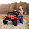 Yeah Depot - Qaba 12V Ride on Truck, Battery Powered Kids Electric Car with Parent Remote, 4 Suspension Wheels, 3 MPH Max Speed, Music, Horn & LED Lights for Ages 3-6 Years Old, Red