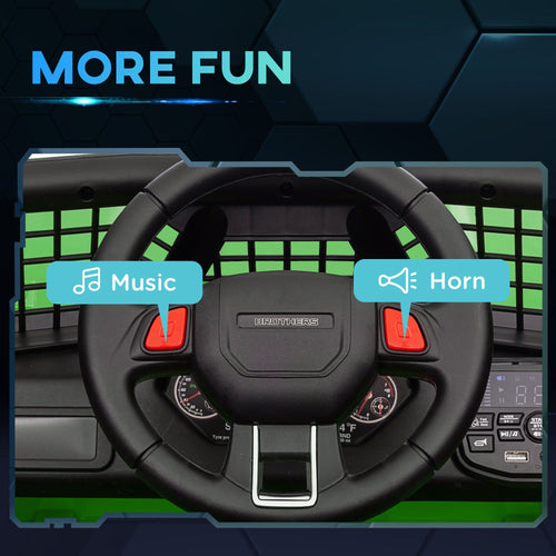 Yeah Depot - Qaba 12V Ride on Truck, Battery Powered Kids Electric Car with Parent Remote, 4 Suspension Wheels, 3 MPH Max Speed, Music, Horn & LED Lights for Ages 3-6 Years Old, Green