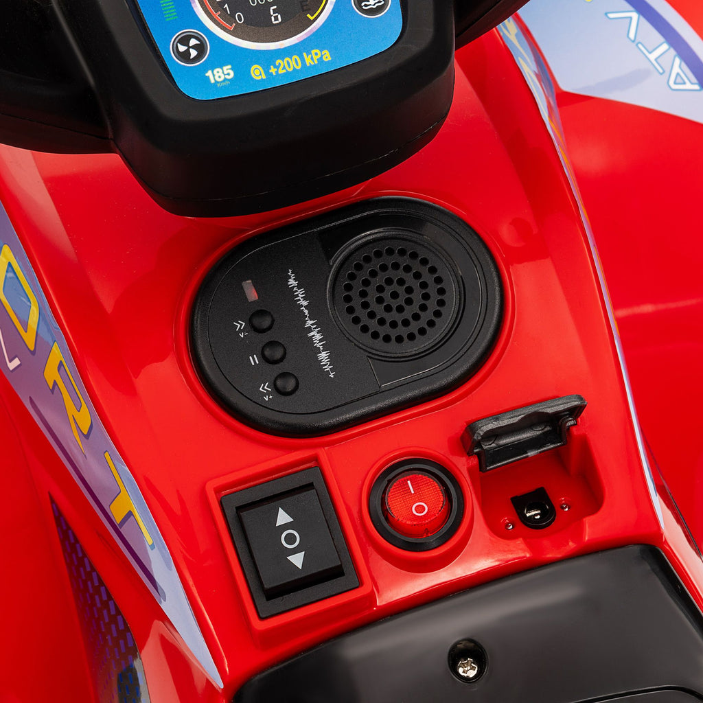 Yeah Depot - Qaba Kids ATV Quad, 6V Ride On Toy with 1.6MPH Max Speed, Rechargeable Battery, 4 Wheeler Battery Powered with Lights, Forward & Reverse for Toddlers, Red