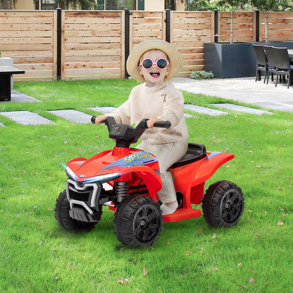 Yeah Depot - Qaba Kids ATV Quad, 6V Ride On Toy with 1.6MPH Max Speed, Rechargeable Battery, 4 Wheeler Battery Powered with Lights, Forward & Reverse for Toddlers, Red