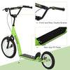 Yeah Depot - Aosom Youth Scooter Kick Scooter for Kids 5+ with Adjustable Handlebar 16'' Front and 12'' Rear Dual Brakes Inflatable Wheels, Green