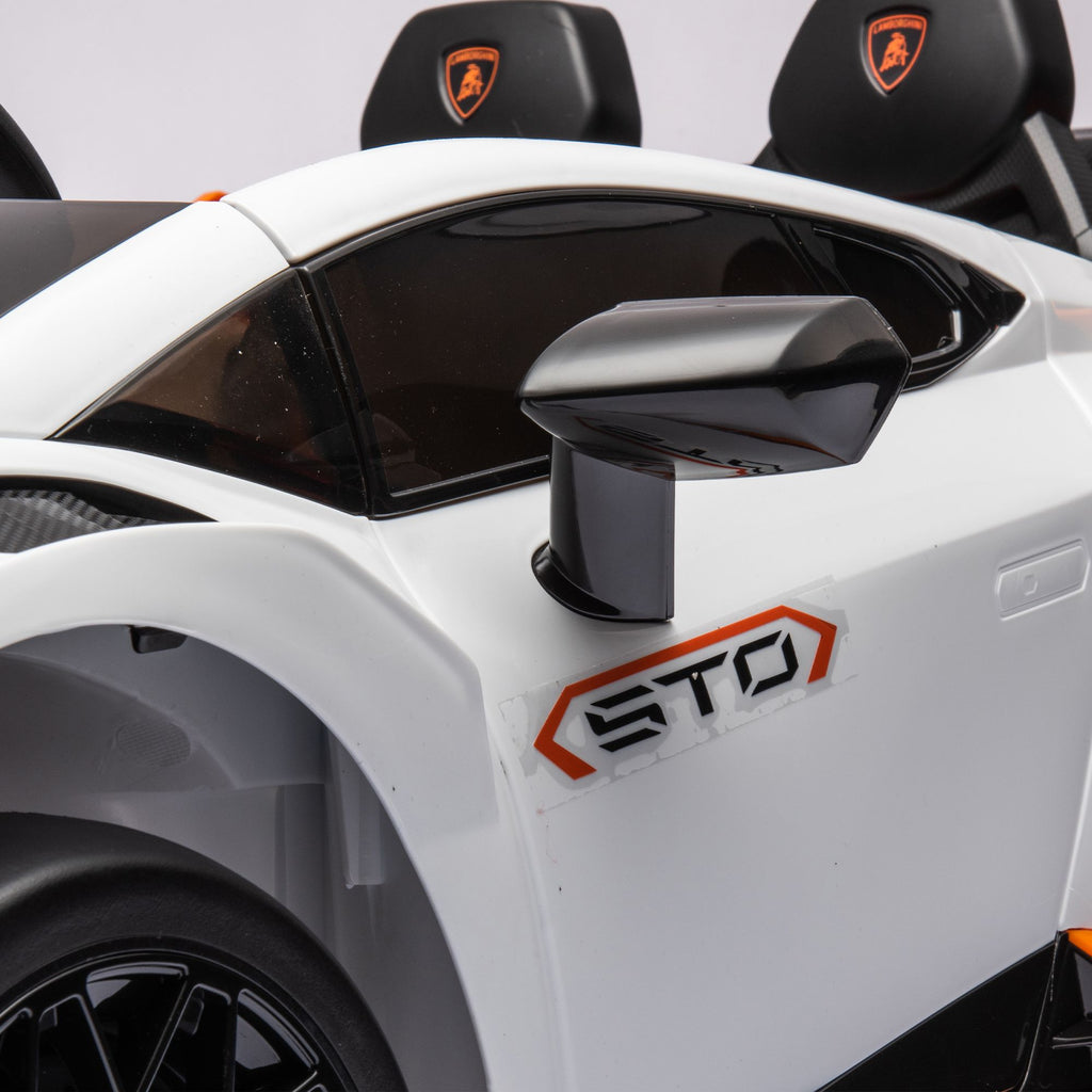 Yeah Depot - Lamborghini Huracan Sto 24V Kids Electric Ride-On Drift Car: Speeds 1.86-5.59 MPH, Ages 3-8, Foam Front Wheels, 360Â° Spin, LED Lights, Dynamic Music, Early Learning, USB Port, Drift Feature
