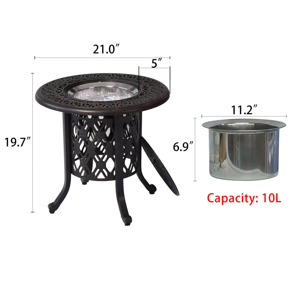 Yeah Depot - Hand Brushed Patina/Bronze Cast Aluminum, Food Grade 304 Stainless Steel Ice Bucket/Pail Table Set
