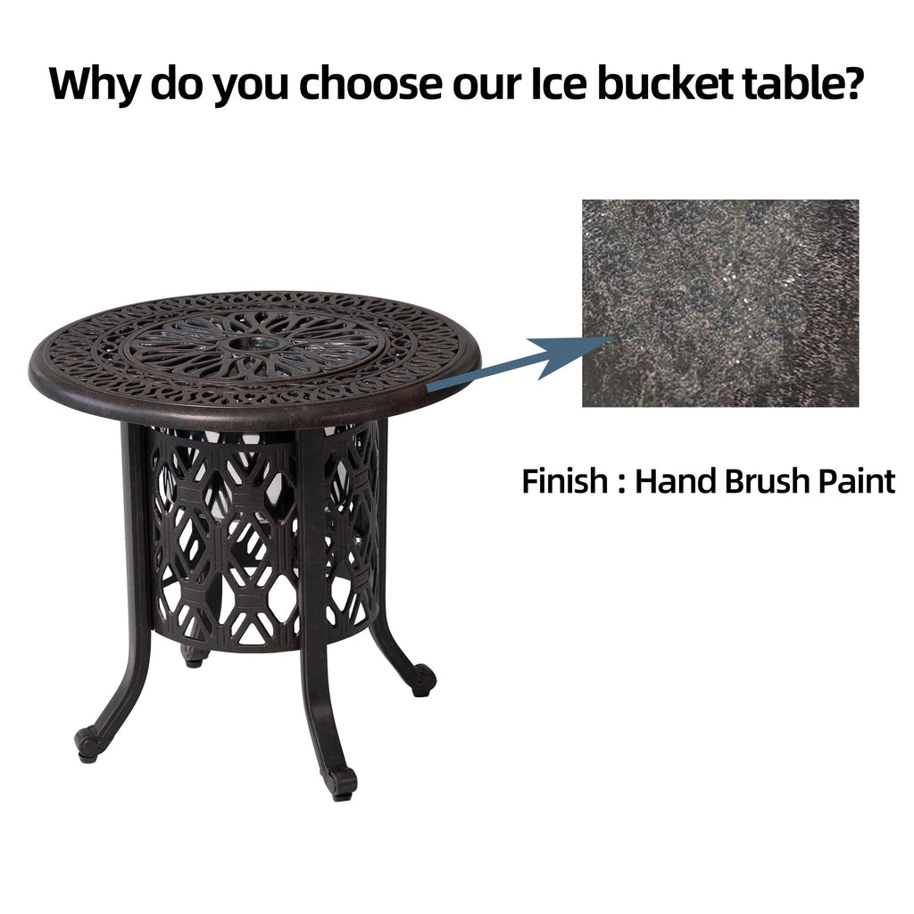 Yeah Depot - Hand Brushed Patina/Bronze Cast Aluminum, Food Grade 304 Stainless Steel Ice Bucket/Pail Table Set