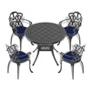 Yeah Depot - Ã˜39.37-inch Cast Aluminum Patio Dining Table with Black Frame and Carved Texture on the Tabletop