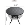 Yeah Depot - Ã˜39.37-inch Cast Aluminum Patio Dining Table with Black Frame and Carved Texture on the Tabletop
