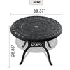 Yeah Depot - Ã˜39.37-inch Cast Aluminum Patio Dining Table With Black Frame and Umbrella Hole