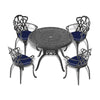 Yeah Depot - Ã˜39.37-inch Cast Aluminum Patio Dining Table With Black Frame and Umbrella Hole