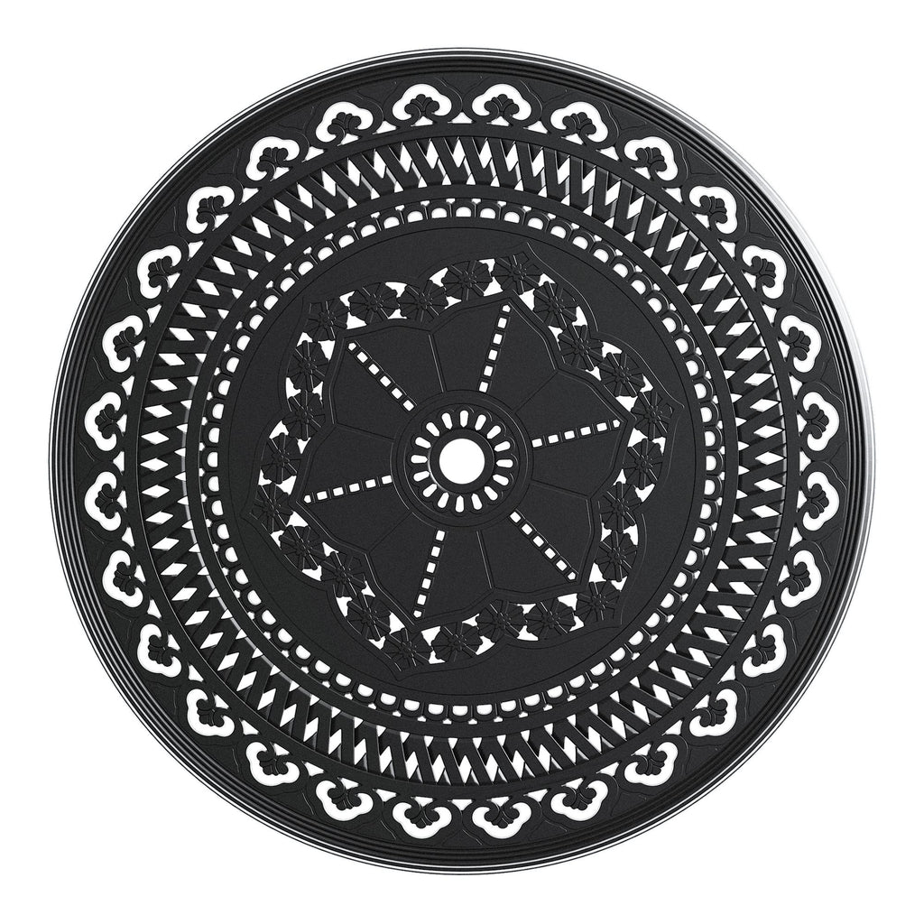Yeah Depot - Ã˜39.37-inch Cast Aluminum Patio Dining Table With Black Frame and Umbrella Hole