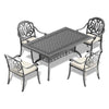 Yeah Depot - L59.05*W35.43-inch Cast Aluminum Patio Dining Table With Black Frame and Carved Texture on the Tabletop