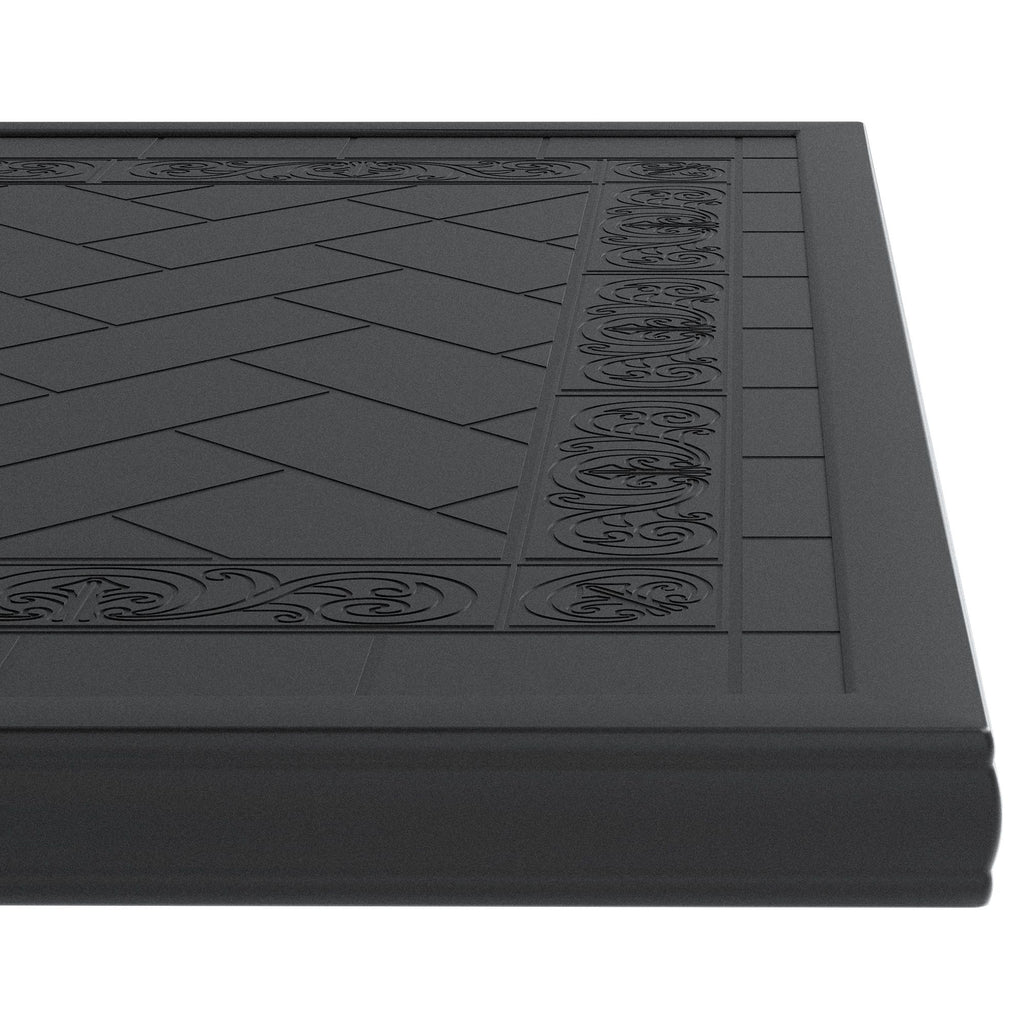 Yeah Depot - L59.05*W35.43-inch Cast Aluminum Patio Dining Table With Black Frame and Carved Texture on the Tabletop