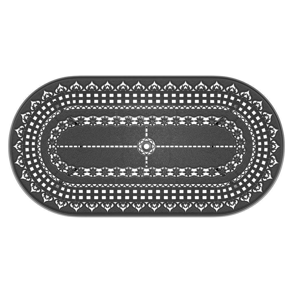 Yeah Depot - L81.89*W41.34-inch Cast Aluminum Patio Dining Table With Black Frame and Umbrella Hole