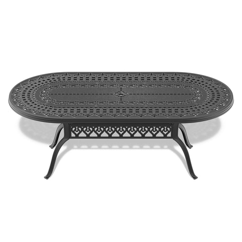Yeah Depot - L81.89*W41.34-inch Cast Aluminum Patio Dining Table With Black Frame and Umbrella Hole
