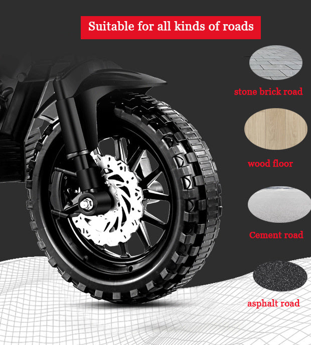 Yeah Depot - Electric Motorcycle for Kids, kids ride on motorcycle, 12V Electric Dirt Bike with Training Wheels, Hand Racing Foot Brake,PU seat, Ride on Motorcycle for 3~6 years Boys Girls gift