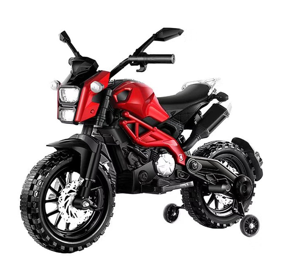 Yeah Depot - Electric Motorcycle for Kids, kids ride on motorcycle, 12V Electric Dirt Bike with Training Wheels, Hand Racing Foot Brake,PU seat, Ride on Motorcycle for 3~6 years Boys Girls gift