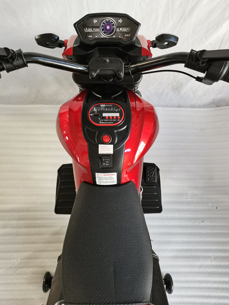 Yeah Depot - Electric Motorcycle for Kids, kids ride on motorcycle, 12V Electric Dirt Bike with Training Wheels, Hand Racing Foot Brake,PU seat, Ride on Motorcycle for 3~6 years Boys Girls gift