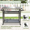 Yeah Depot - 3-Shelf Outdoor Grill Table, Grill Cart with Wheels, Outdoor Pizza Oven and Food Prep Table, Blackstone Table with Stainless Steel Tabletop, Grill Stand for Blackstone Griddle for Outside BBQ