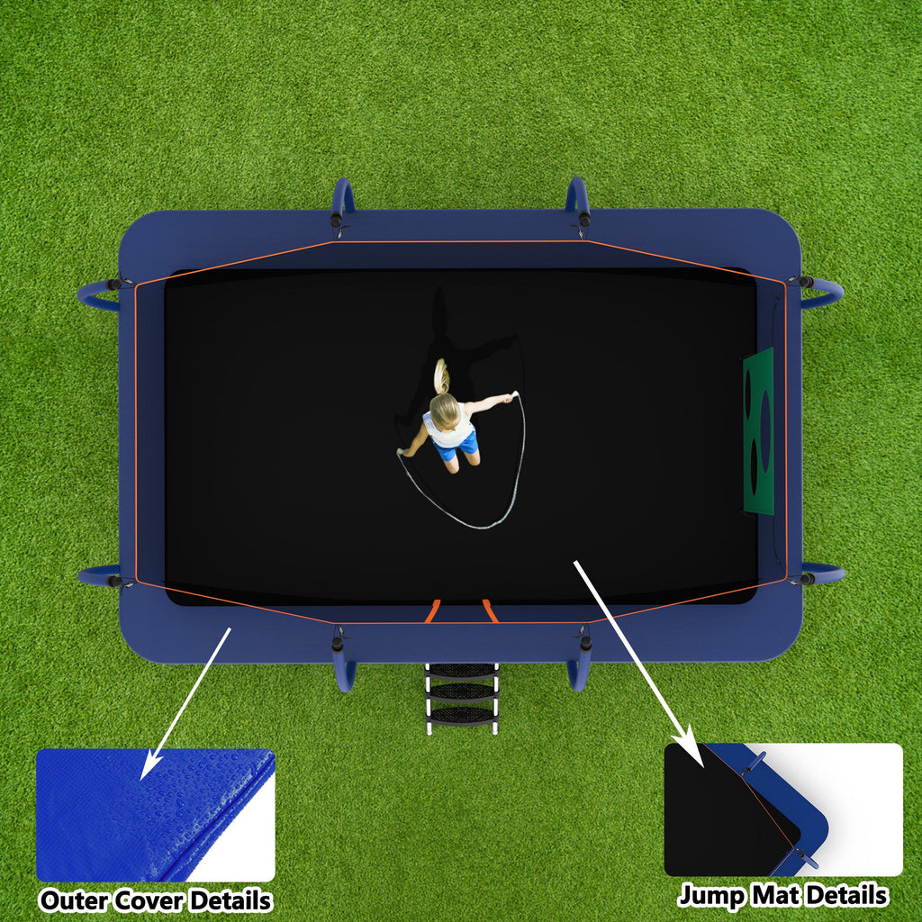Yeah Depot - 10X16FT Outdoor Square Trampolines for Kids Adults Long Rectangular Tumbling Trampoline