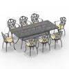 Yeah Depot - L86.61*W42.32-inch Oval Cast Aluminum Patio Dining Table with Black Frame and Umbrella Hole
