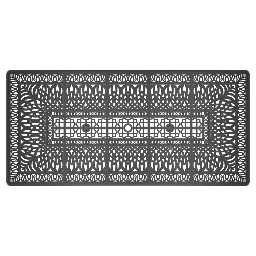 Yeah Depot - L86.61*W42.32-inch Oval Cast Aluminum Patio Dining Table with Black Frame and Umbrella Hole