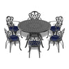Yeah Depot - Ã˜47.24-inch Cast Aluminum Patio Dining Table With Black Frame and Carved Texture on the Tabletop