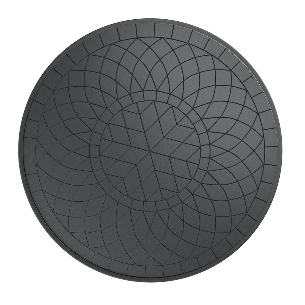 Yeah Depot - Ã˜47.24-inch Cast Aluminum Patio Dining Table With Black Frame and Carved Texture on the Tabletop