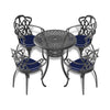 Yeah Depot - Ã˜30.71-inch Cast Aluminum Patio Dining Table With Black Frame and Umbrella Hole