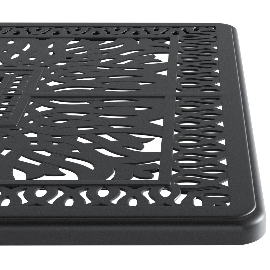 Yeah Depot - L58.27*W34.65-inch Cast Aluminum Patio Dining Table With Black Frame and Umbrella Hole