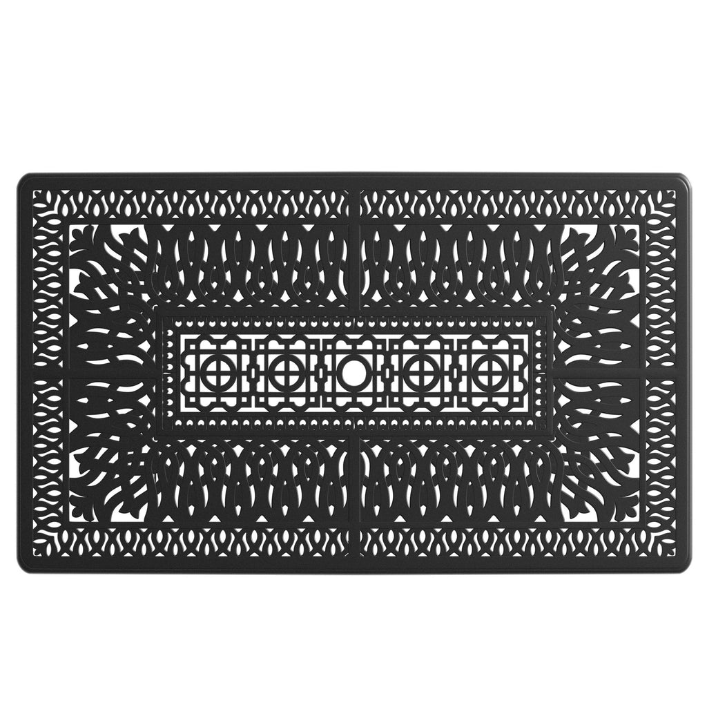 Yeah Depot - L58.27*W34.65-inch Cast Aluminum Patio Dining Table With Black Frame and Umbrella Hole