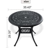 Yeah Depot - Ã˜35.43-inch Cast Aluminum Patio Dining Table With Black Frame and Umbrella Hole