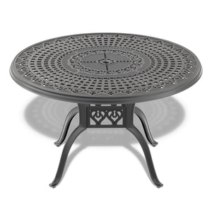 Yeah Depot - Ã˜47.24-inch Cast Aluminum Patio Dining Table With Black Frame and Umbrella Hole