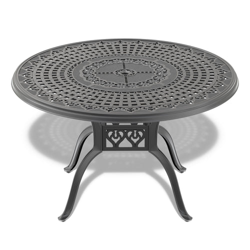 Yeah Depot - Ã˜47.24-inch Cast Aluminum Patio Dining Table With Black Frame and Umbrella Hole