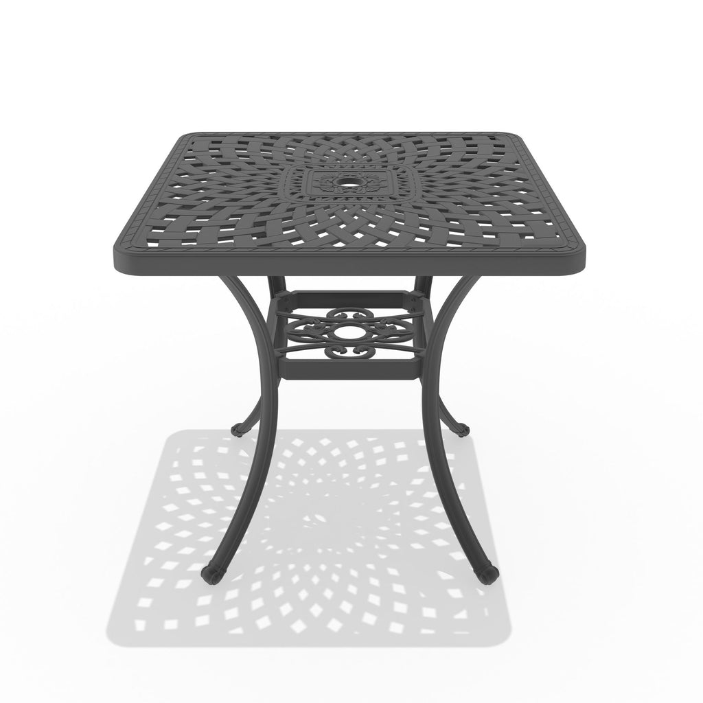 Yeah Depot - L30.71*W30.71-inch Cast Aluminum Patio Dining Table with Black Frame and Umbrella Hole