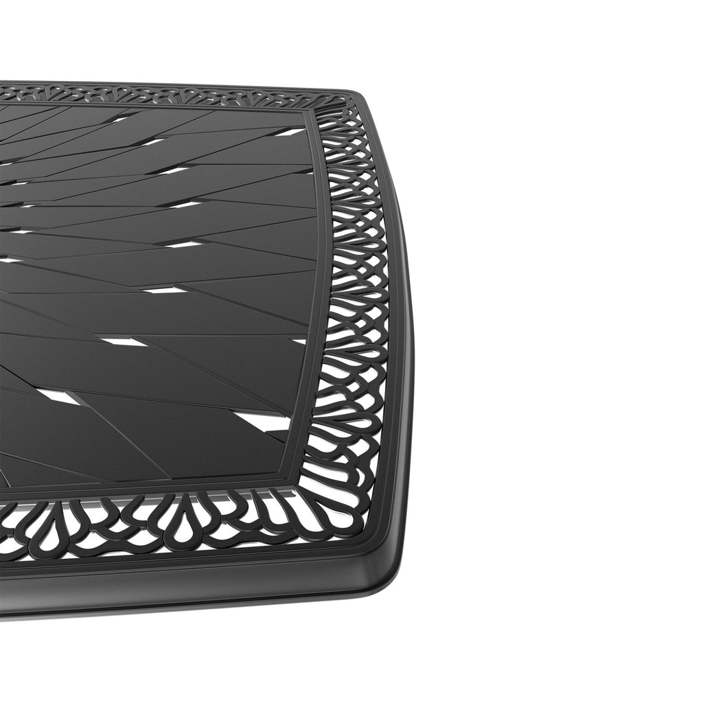 Yeah Depot - L63.78*W35.43/40.15-inch Cast Aluminum Patio Dining Table with Black Frame and Umbrella Hole