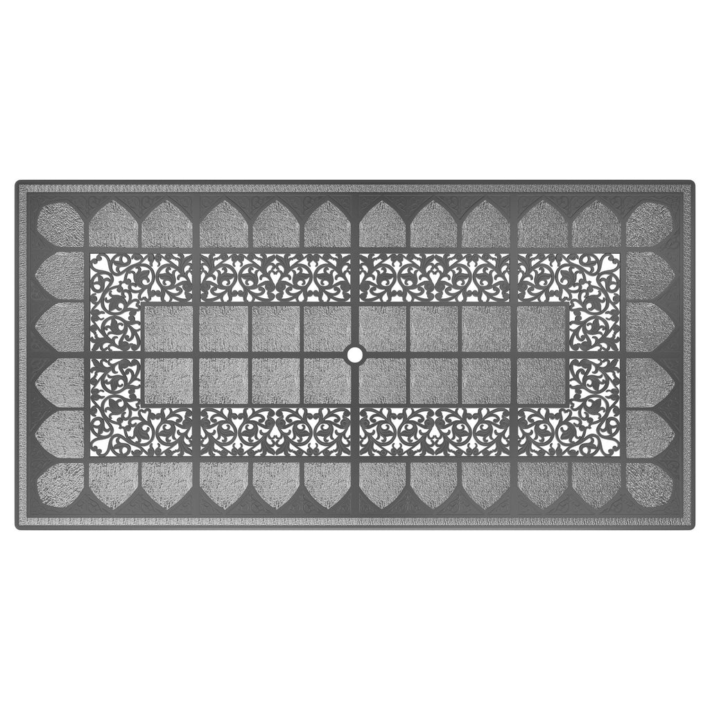 Yeah Depot - L68.90*W35.43-inch Cast Aluminum Patio Dining Table with Black Frame and Umbrella Hole