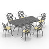 Yeah Depot - L68.90*W35.43-inch Cast Aluminum Patio Dining Table with Black Frame and Umbrella Hole