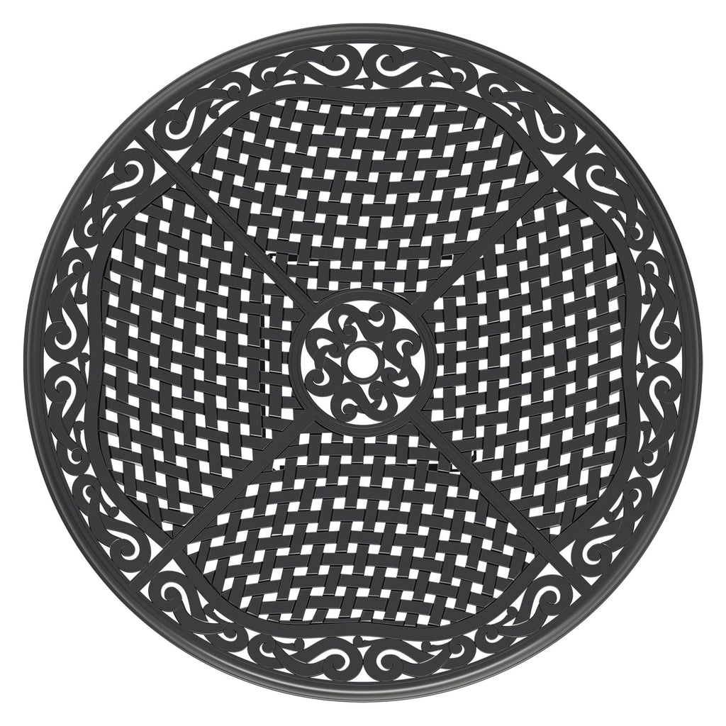 Yeah Depot - Ã˜48-inch Cast Aluminum Patio Dining Table with Black Frame and Umbrella Hole