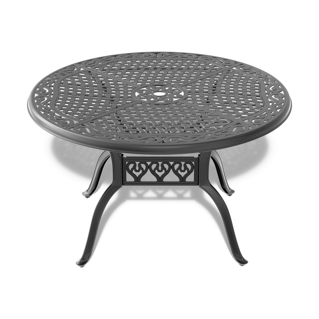Yeah Depot - Ã˜48-inch Cast Aluminum Patio Dining Table with Black Frame and Umbrella Hole