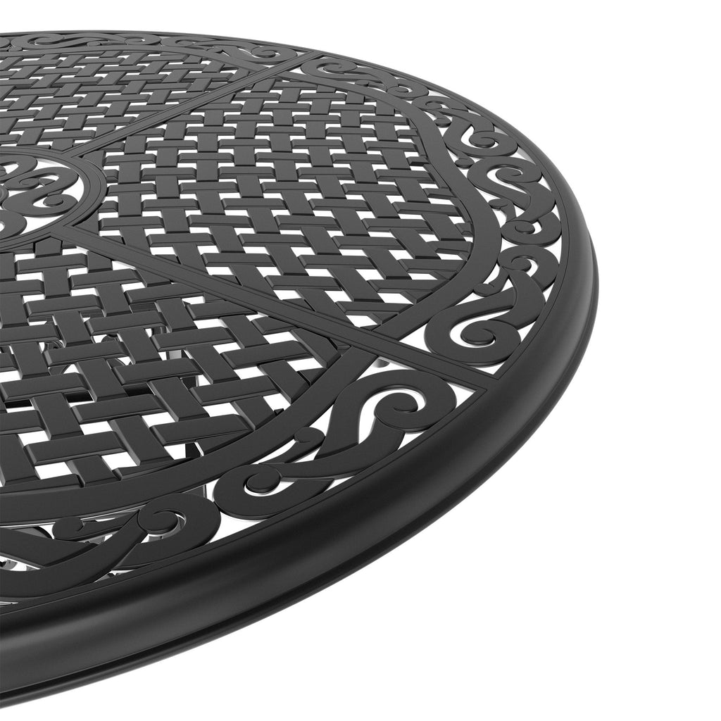 Yeah Depot - Ã˜48-inch Cast Aluminum Patio Dining Table with Black Frame and Umbrella Hole