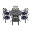 Yeah Depot - Ã˜48-inch Cast Aluminum Patio Dining Table with Black Frame and Umbrella Hole