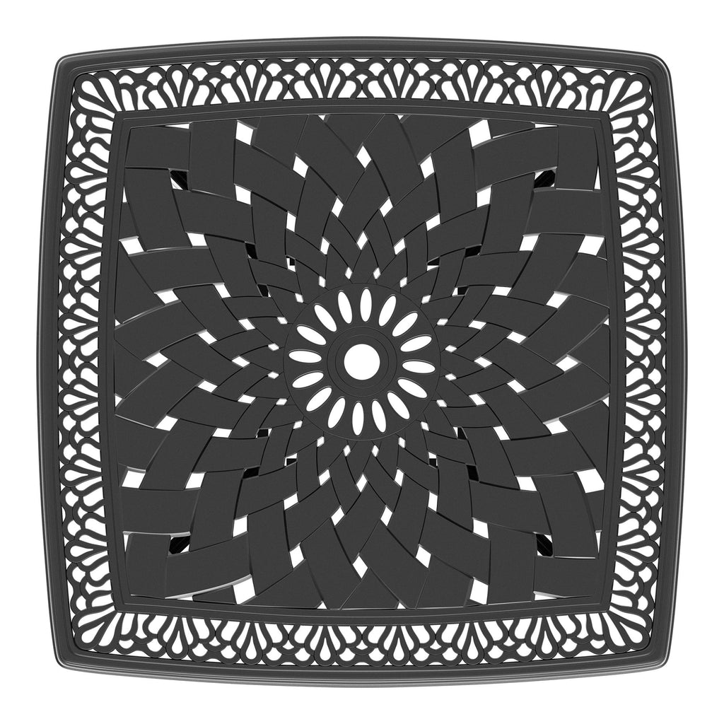Yeah Depot - L32.28/35.43*W32.28/35.43-inch Cast Aluminum Patio Dining Table with Black Frame and Umbrella Hole